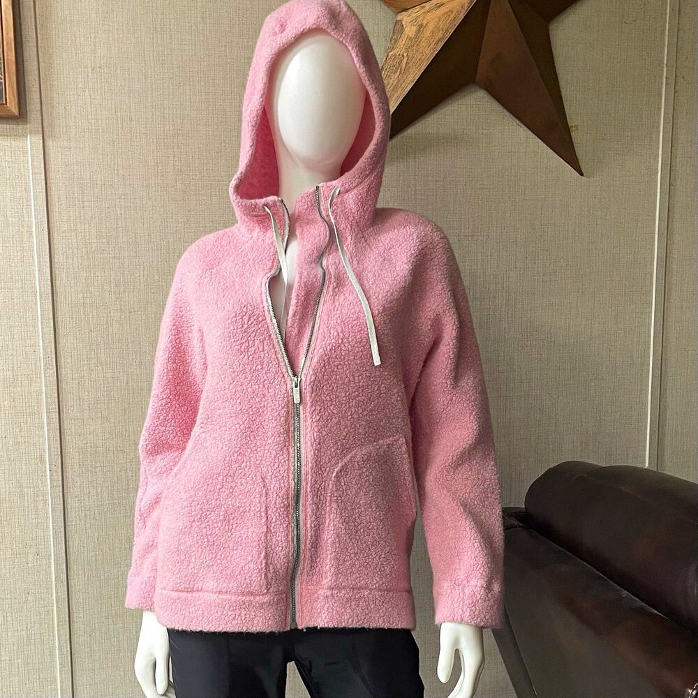 lululemon Pink Fleece Hoodie Jacket Full Zip Hooded Pockets Women's Size 8